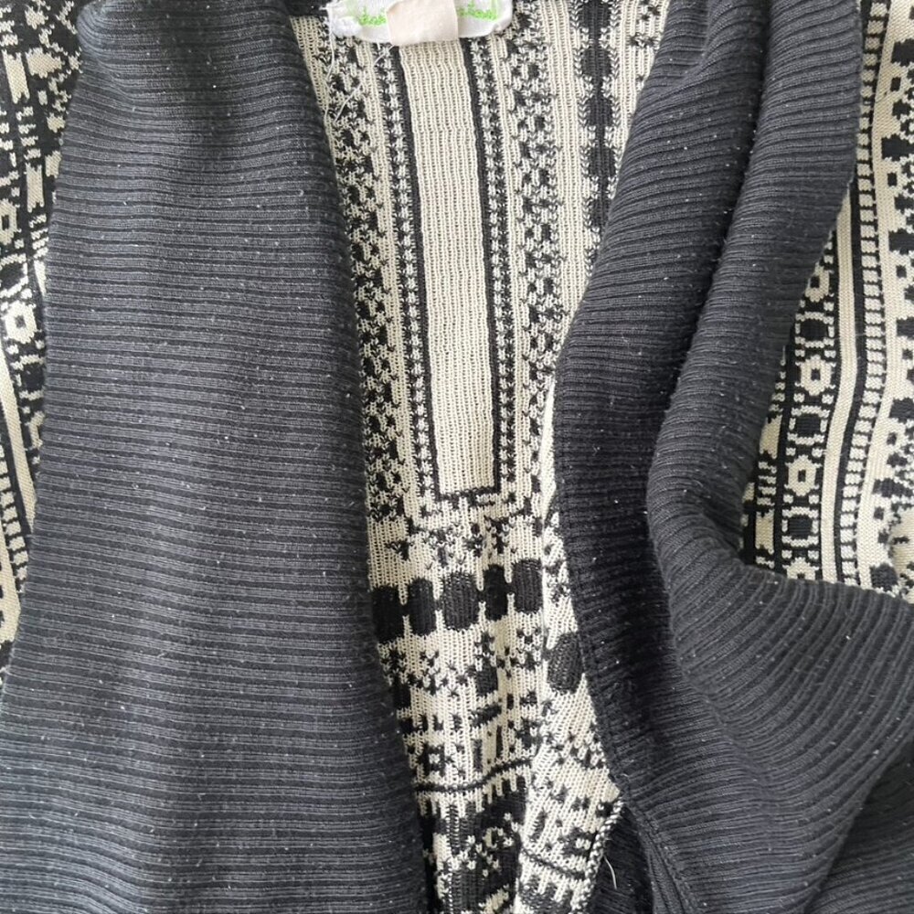 ** Anthropologie STARING AT STARS Black & Cream Geometric Cardigan Size S - Picture 7 of 10